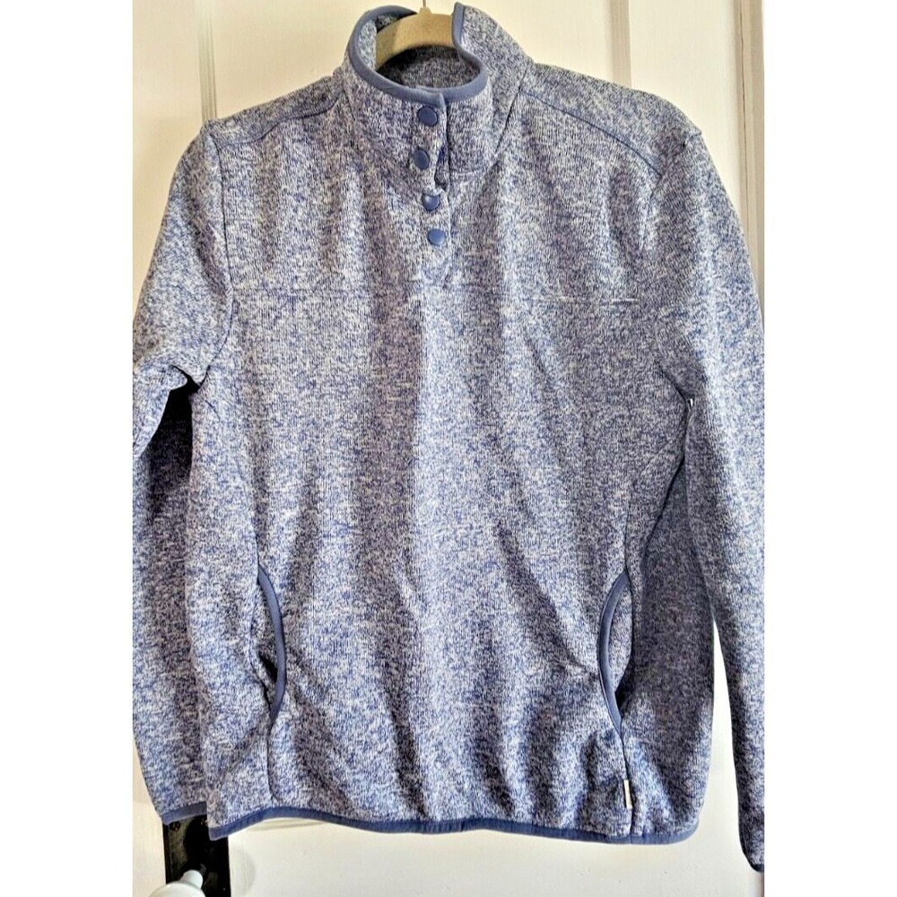 Eddie Bauer Sweater Womens Small Blue‎ Pullover 1/4 Snap Sweatshirt